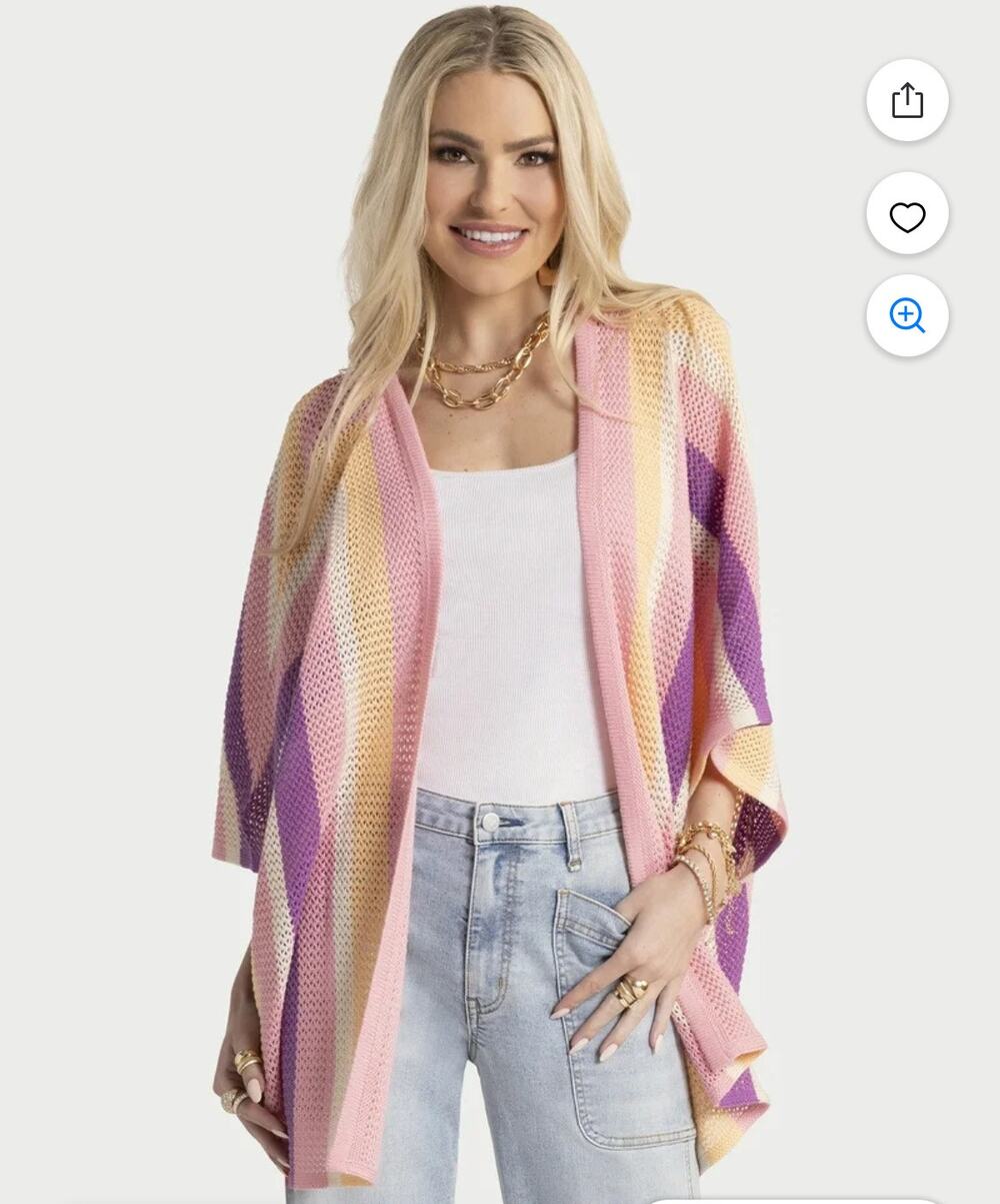 Colorful Pastel Jessica Simpson Cordelia Pointelle Kimono Multicolor Size Small